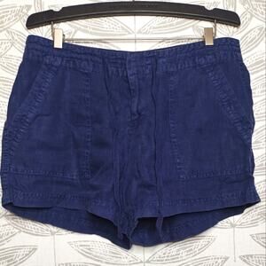 Joie Shorts 100% Linen Navy Tie Waist Pockets Treyla